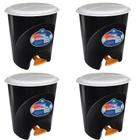 Kit 4 Lixeira Plástica Com Pedal Multiuso 12L Preta Arqplast