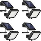 Kit 4 Luminárias Solar 56 Leds Luz De Jardim Para Parede Com Sensor De Presença Com 3 Funções