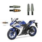 KIT 4 Luz Seta Esportiva Pisca Led de Carbono Modelo P03 para Moto YZF - R3 Ano 2016 2017 2018201920202021