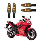 KIT 4 Luz Seta Esportiva Universal Pisca Led de Carbono Modelo P03C Moto DAFRA ROADWIN 250R 2012 2013 2014 2015