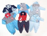 KIT 4 - Macacão Longo em Plush - Masculino - P / M / G - Nethuno Baby