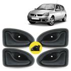 Kit 4 Maçaneta Interna da Porta Dianteira Traseira Encaixe Haste Renault Clio Master Megane Scenic Hatch Sedan Symbol