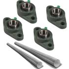 Kit 4 Mancal Oval Rolamento Ucfl206 Com 2 Eixo 30Mm300Mm