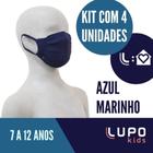 Kit 4 Máscaras Lupo Kids Infantil Vírus Bac-OFF Azul Marinho