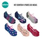 Kit 4 Meias Femininas Selene Pilates Viés e Antiderrapante