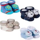 Kit 4 Meias Pantufa Bebê Recém Nascido Menino