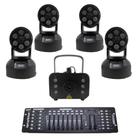 Kit 4 Mini Moving + Máquina De Fumaça 1200W + Mesa Dmx 512