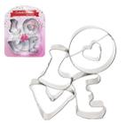 Kit 4 Moldes de Inox Modelador Cortador para Biscoito Letras - LOVE