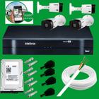 KIT 4 monitoramento completo. DVR 1104 + 4 câmeras 1120 Intelbras+HD 1TB + Cabo + conectores