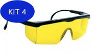 Kit 4 Óculos De Segurança Lente Âmbar Universal Uso Geral