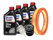 Kit 4 Óleo MOBIL 20w50 Mineral + Filtros Chevette 1.4 1.6 Gas/Alcool 1973 A 1991