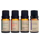 Kit 4 Óleos Essenciais Puros Via Aroma: Lavanda, Laranja Doce, Lemongrass e Menta Piperita 10ml