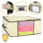 Kit 4 Organizador Caixa Multiuso em TNT com Visor 44 x 44 x 20cm