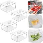 Kit 4 Organizador De Geladeira Armário Pote Frutas Legumes Salada Porta Frios