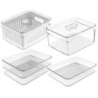 Kit 4 Organizadores De Geladeira Clear Fresh Porta Frutas Legumes E Porta Frios OU