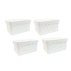 Kit 4 Organizadores Quadratta com Tampa 19x14x10 cm Branco - Paramount