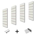 Kit 4 Painel Canaletado Branco Mdf Para Loja 0,90x0,30m + 20 Ganchos Preto de 15cm - Little Wood