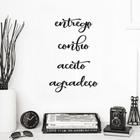 Kit 4 Palavras Positivas Entrego Confio Aceito Agradeço em Mdf Preto Aplique Decorativo Enfeite Quarto Sala