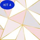 Kit 4 Papel Adesivo, Geometrico Rose Gold Triangulo Rosa,