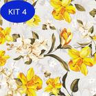 Kit 4 Papel De Parede Floral Verde Amarelo Com Laminação