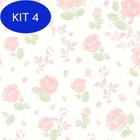 Kit 4 Papel De Parede Flores Rosa Com Laminação