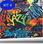 Kit 4 Papel De Parede Grafite Pintura Quarto Rua Teen Street