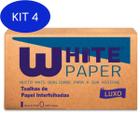 Kit 4 Papel Toalha White Paper 2 Dobras 23X21Cm Com 1000