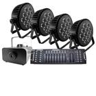 Kit 4 Par Led Slim + Máquina De Fumaça 2000W + Mesa Dmx 512 - Briwax