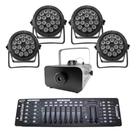 Kit 4 Par Led Slim + Máquina De Fumaça 2000W + Mesa Dmx 512 - Sanyi Light