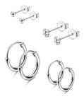 Kit 4 Pares Brincos Cartilagem Piercing Terceiro, Quarto