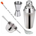 Kit 4 Pçs Bar Bartender Drink Dosadores Colher Coqueteleira