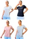 Kit 4 Peças - Camiseta Feminina Estampa Sortida Básica Dia a Dia Toque Macio