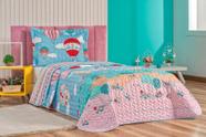 Kit 4 Peças Colcha Cobre Leito Solteiro Infantil +Lençol 2 Peças Dinossauro