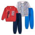 Kit 4 Peças Conjunto de Moletom Juvenil Masculino Roupa Inverno Menino - 2 Jaquetas e 2 Calças