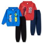 Kit 4 Peças Conjunto de Moletom Juvenil Masculino Roupa Inverno Menino - 2 Jaquetas e 2 Calças