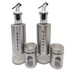 Kit 4 Peças Galheteiro 300ml Azeite Vinagre E Saleiro Inox Oferta