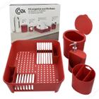 Kit 4 Peças Para Pia De Cozinha Coza Basic Escorredor Porta Talher Lixeira Dispenser Romeu E Julieta Completo Resistente