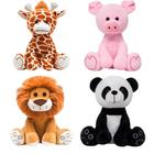 Kit 4 pelúcias infantil bebe ursinho grande 25 cm safari animais bichinhos antialérgico decoração buba