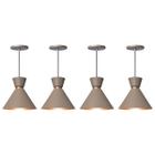 Kit 4 Pendente Lustre Luminária Berlim 23cm Fendi - Iluminar Ambiente