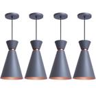 Kit 4 Pendente Lustre Luminária Pequim Cinza 30cm - Iluminar Ambiente