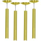 Kit 4 Pendente Tubo Cilindro Alumínio Dourado 50Cm + Led 3k