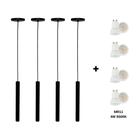 Kit 4 Pendente Tubo GU10 Quarto Lavabo Preto Fosco C/ Led