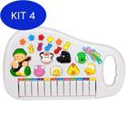 Kit 4 Piano Teclado Animal Brinquedo Infantil Sons Fazenda