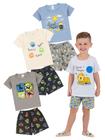 Kit 4 Pijamas Infantil Menino Verão em Meia Malha Estampado