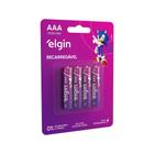 Kit 4 Pilhas Aaa 1000 Mah Recarregáveis Cilíndrica Elgin