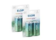 Kit 4 Pilhas D (Grande) Lr20 Elgin Alcalina Blister - Elgin Pilha