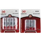 Kit 4 Pilhas Recarregáveis AA 2600mAh + 4 Pilhas AAA 1000mAh Mox