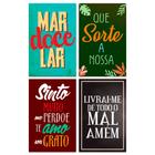 Kit 4 Placas Decorativas Frases Motivacional Mdf 20x30 cm