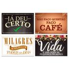 Kit 4 Placas Decorativas Motivacionais Frases Mdf 20x30 cm