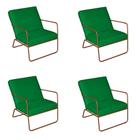 KIT 4 Poltrona para Descanso Iza Base de Ferro Bronze Jardim Varanda material sintético Verde - Móveis Mafer